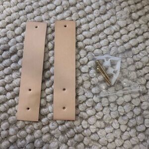 Two Small Leather Towel Holders - Brand New